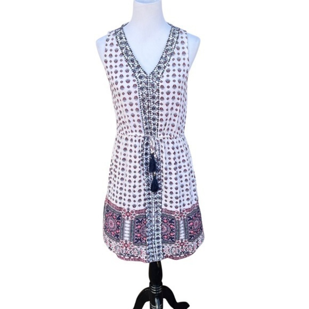 Knox Rose Boho Sleeveless Tie Cinch Waist Midi Dress - Size Medium